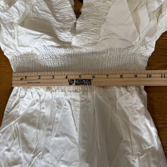 White Ruffled Sleeve Jumpsuit Summer Small - Picture 4 of 5